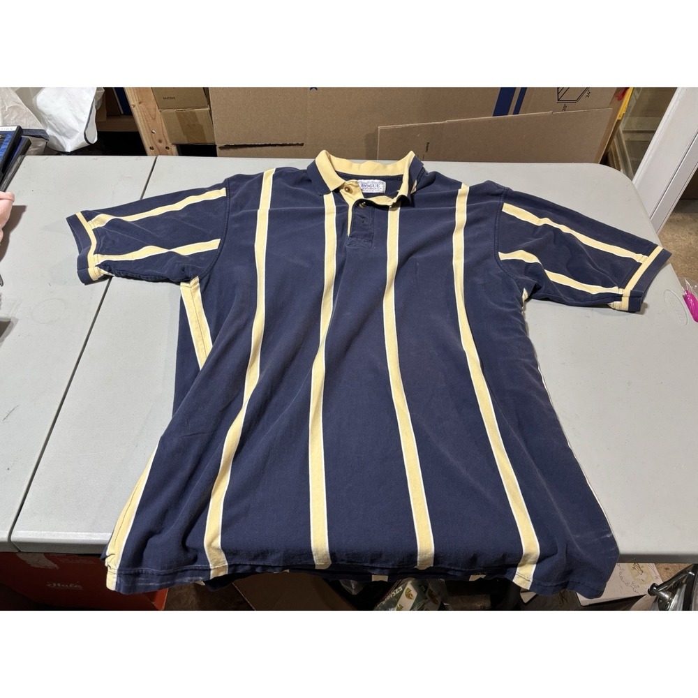 Vtg‎ Rogue Striped Polo XL 90s Grandpa